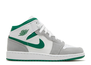 Air Jordan 1 Mid SE "White Pine Green Smoke Grey" (GS)