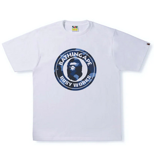 BAPE Color Camo Busy Works Tee (SS22) "White Double Navy"