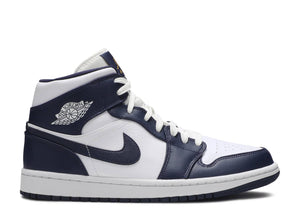 Air Jordan 1 Mid "White Metallic Gold Obsidian"