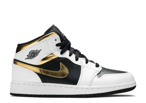 Air Jordan 1 Mid "White Gold Black" GS